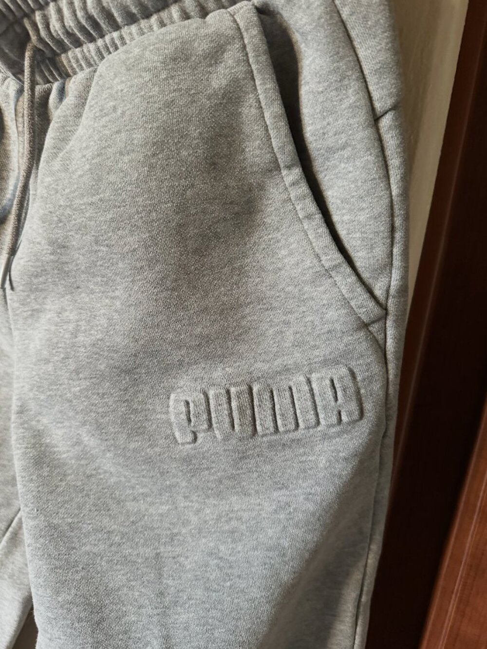 Puma Men's Heather Gray Jogger Sweatpants | Drawstring | Size S